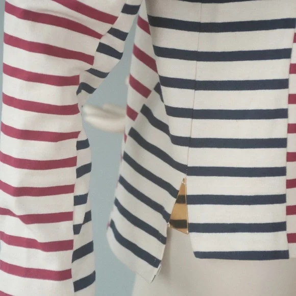 Sophie Hulme Burgundy Stripe Nautical Breton Top - Picture 7 of 10